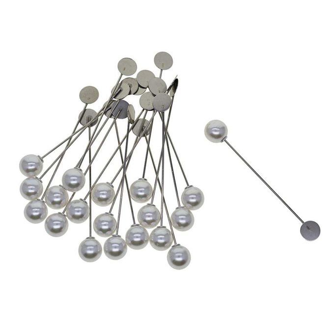 20 Set Stick Pin Hat Lapel Pins Brooch Base Part DIY Findings Pearl