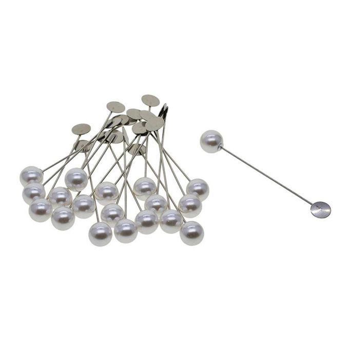 20 Set Stick Pin Hat Lapel Pins Brooch Base Part DIY Findings Pearl