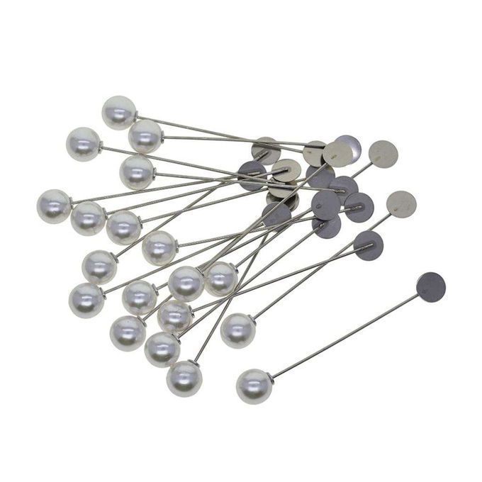 20 Set Stick Pin Hat Lapel Pins Brooch Base Part DIY Findings Pearl