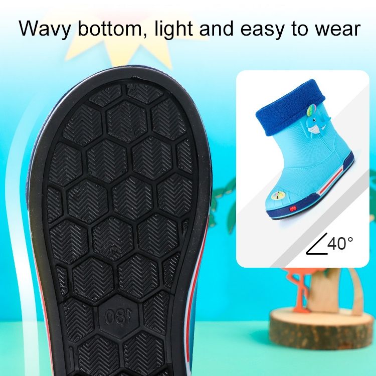 Children Non-Slip Plus Velvet Warm Cartoon Short Rain Boots, Size:Inner Length 20cm, Style:Without Cotton Cover(Sky Blue)