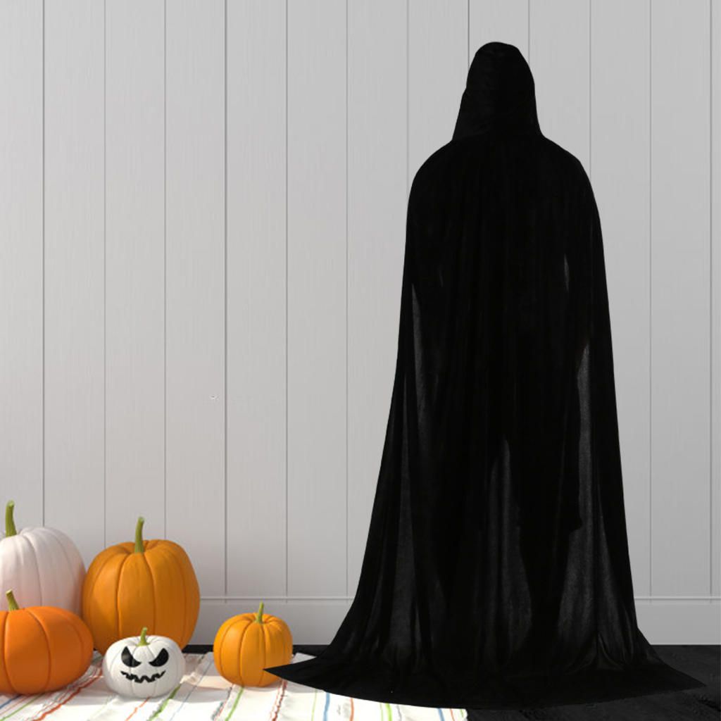 Steampunk Cosplay Hooded Cloak Medieval  170cm Black