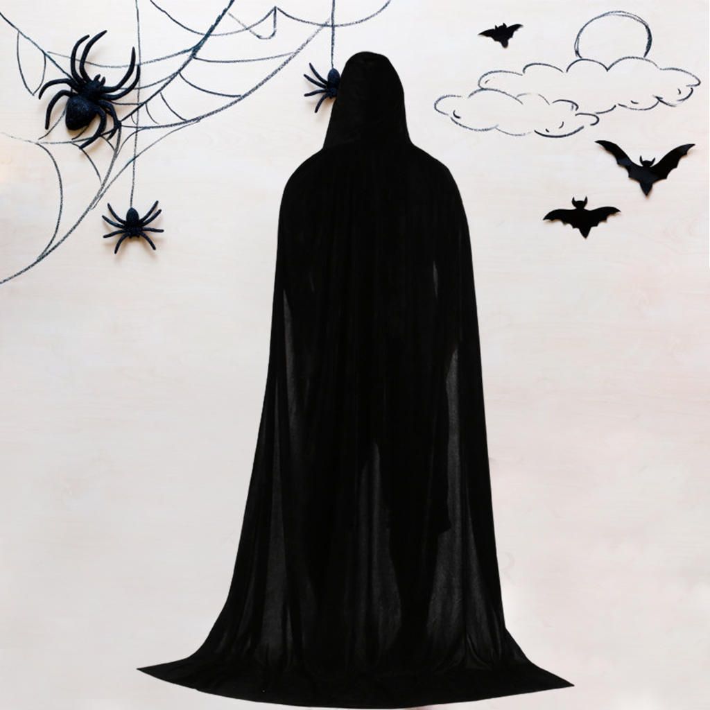 Steampunk Cosplay Hooded Cloak Medieval  170cm Black
