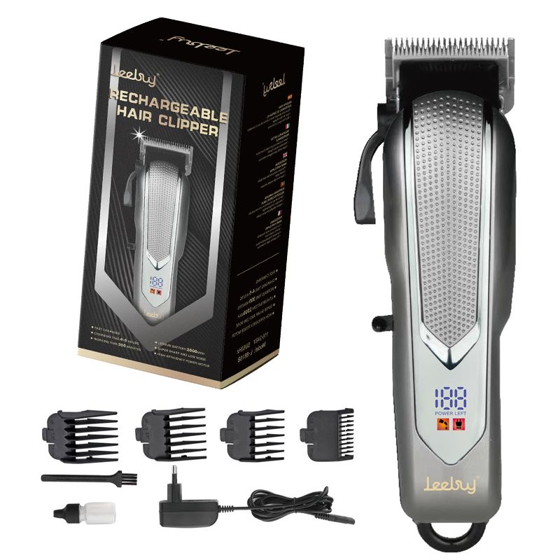 Rechargeable Hair Clipper 2000mAh Electroplating Process With LCD Battery Display