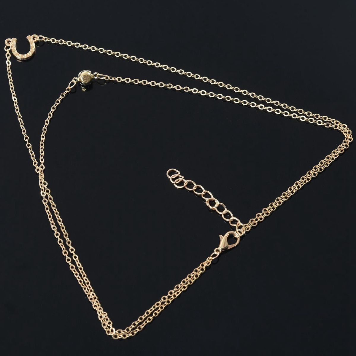 Single U Piercing Flash Double Layer Alloy Necklace