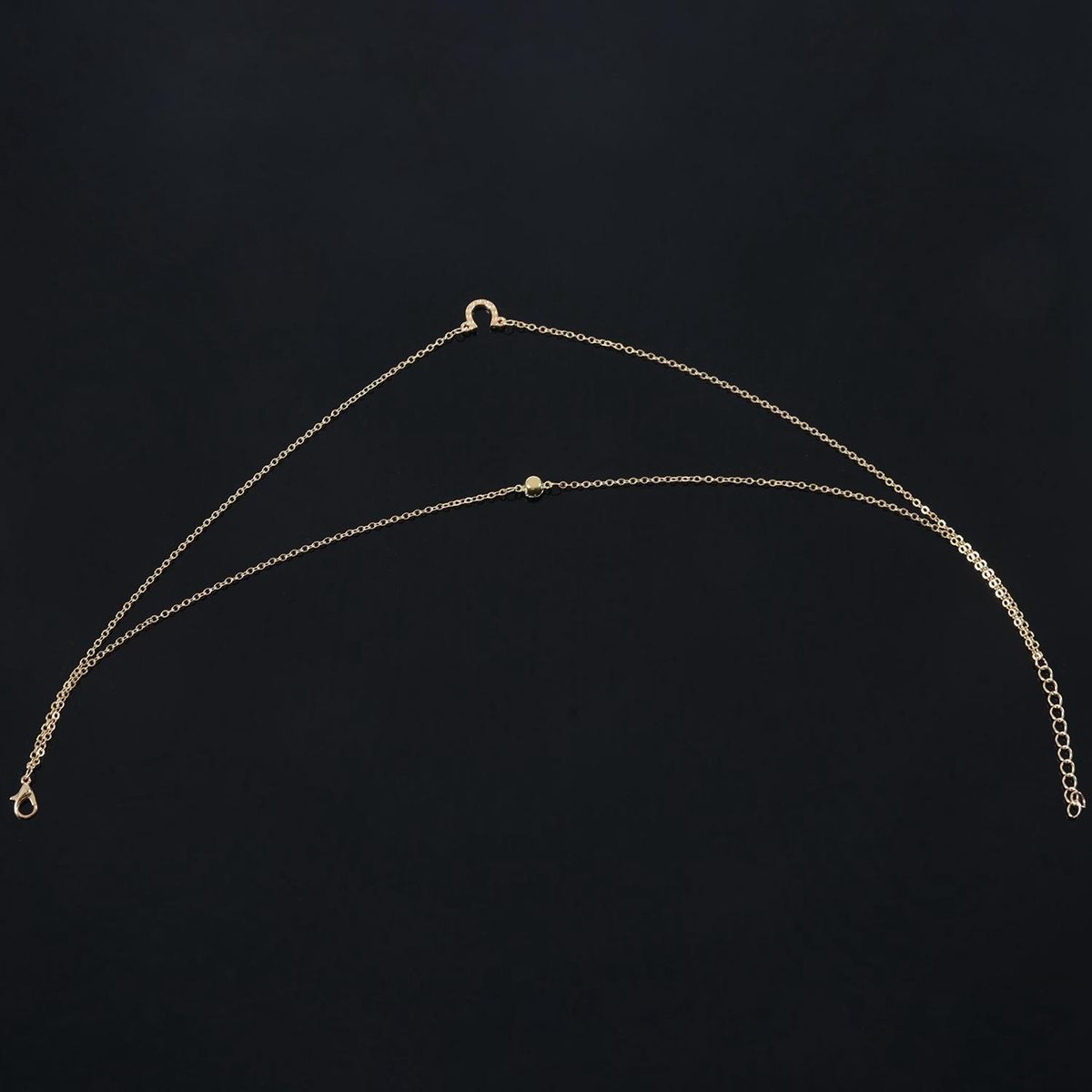 Single U Piercing Flash Double Layer Alloy Necklace
