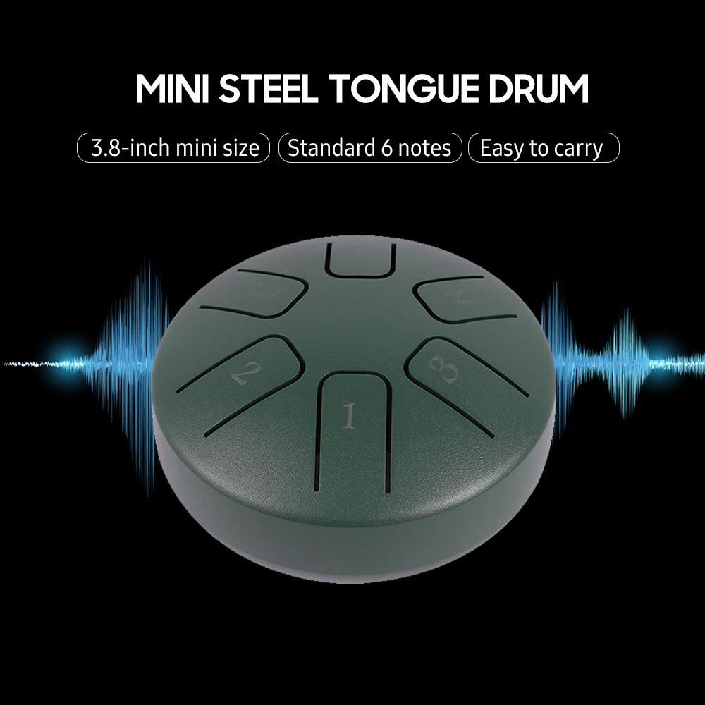 6 Notes 3.8-inch Mini Steel Tongue Drum Hand Pan Drum Zen Drum Percussion Instrument with Drumsticks for Beginner Musical Education Concert Mind Healing Yoga Meditation