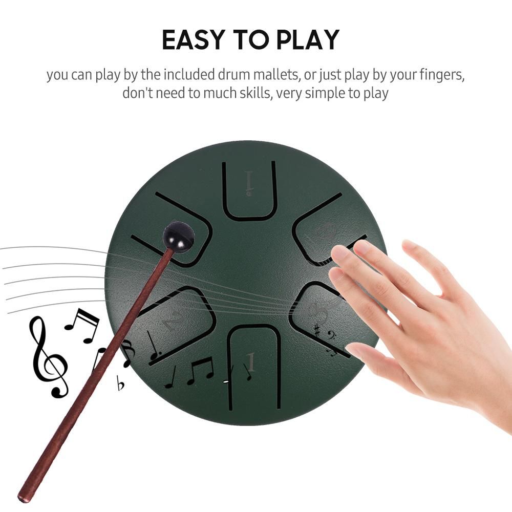6 Notes 3.8-inch Mini Steel Tongue Drum Hand Pan Drum Zen Drum Percussion Instrument with Drumsticks for Beginner Musical Education Concert Mind Healing Yoga Meditation