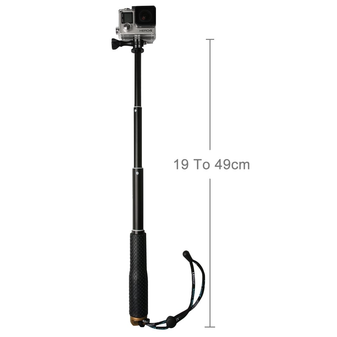 Hand Held Extendable Pole Monopod With Screw For GoPro HERO4 /3+ /3 /2, Max Length: 49cm(Gold)