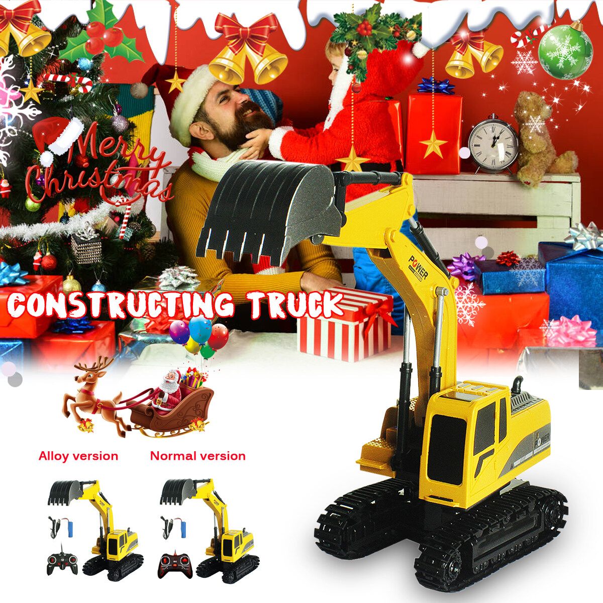 RC Trucks Excavator Bulldozer 1:24 Engineering Car Dump Truck Crane Electric Vehicle Toys With Light For Kids Gifts Track Alloy Version