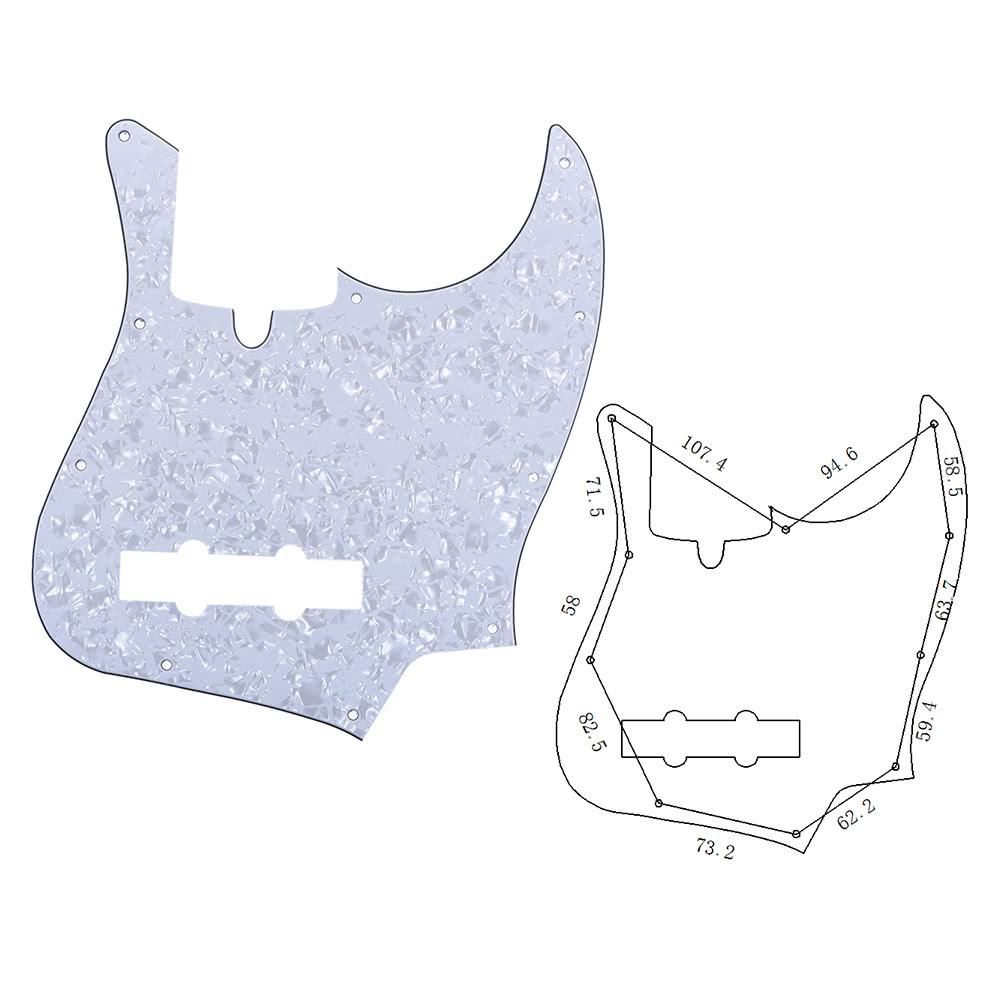 4Ply PVC JB Style Bass Pickguard Pick Guard Scratch Plate 10 Hole for Fender American/Mexico Made Standard Jazz Bass White Pearl