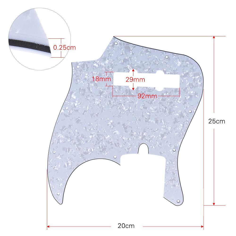 4Ply PVC JB Style Bass Pickguard Pick Guard Scratch Plate 10 Hole for Fender American/Mexico Made Standard Jazz Bass White Pearl