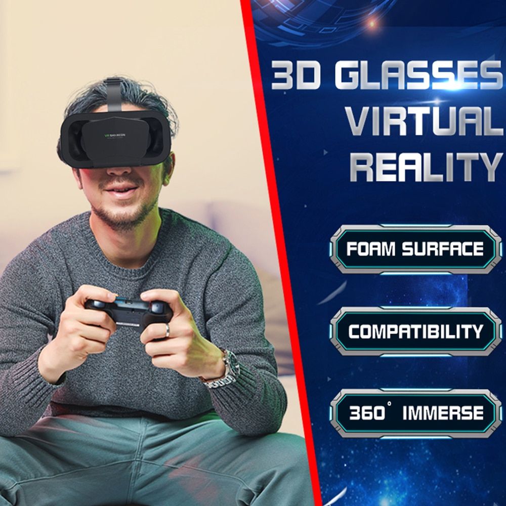 G10 VR Virtual Reality Smartphone 3D Glasses Box Stereo VR  Cardboard Headset  With Remote Control For IOS Android