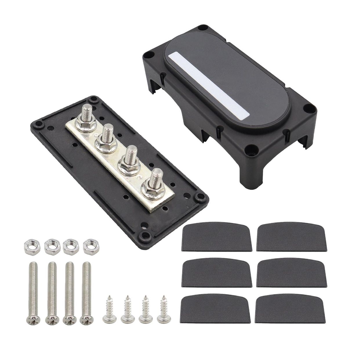 4 Stud Power Distribution Block M8 M10 Heavy Duty M8 Black