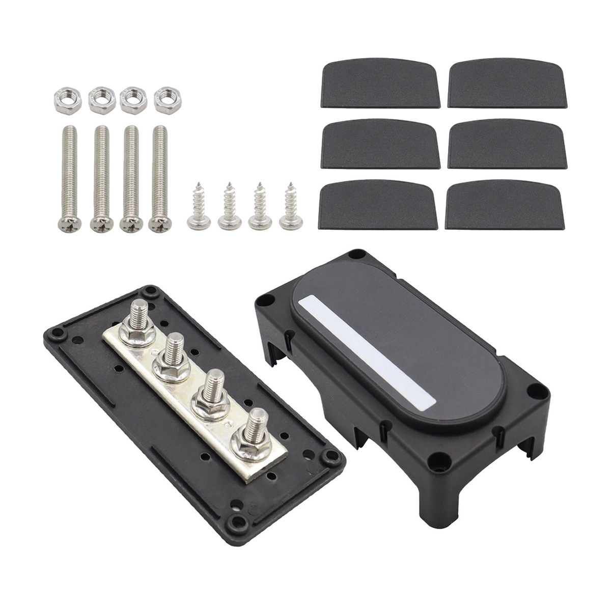 4 Stud Power Distribution Block M8 M10 Heavy Duty M8 Black