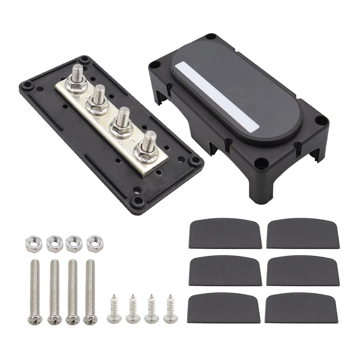 4 Stud Power Distribution Block M8 M10 Heavy Duty M8 Black