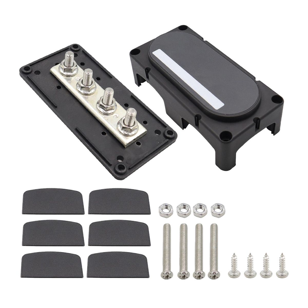 4 Stud Power Distribution Block M8 M10 Heavy Duty M8 Black