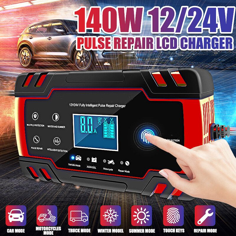 12V 24V Touch Screen LCD Pulse Repair Smart Charger Car EU