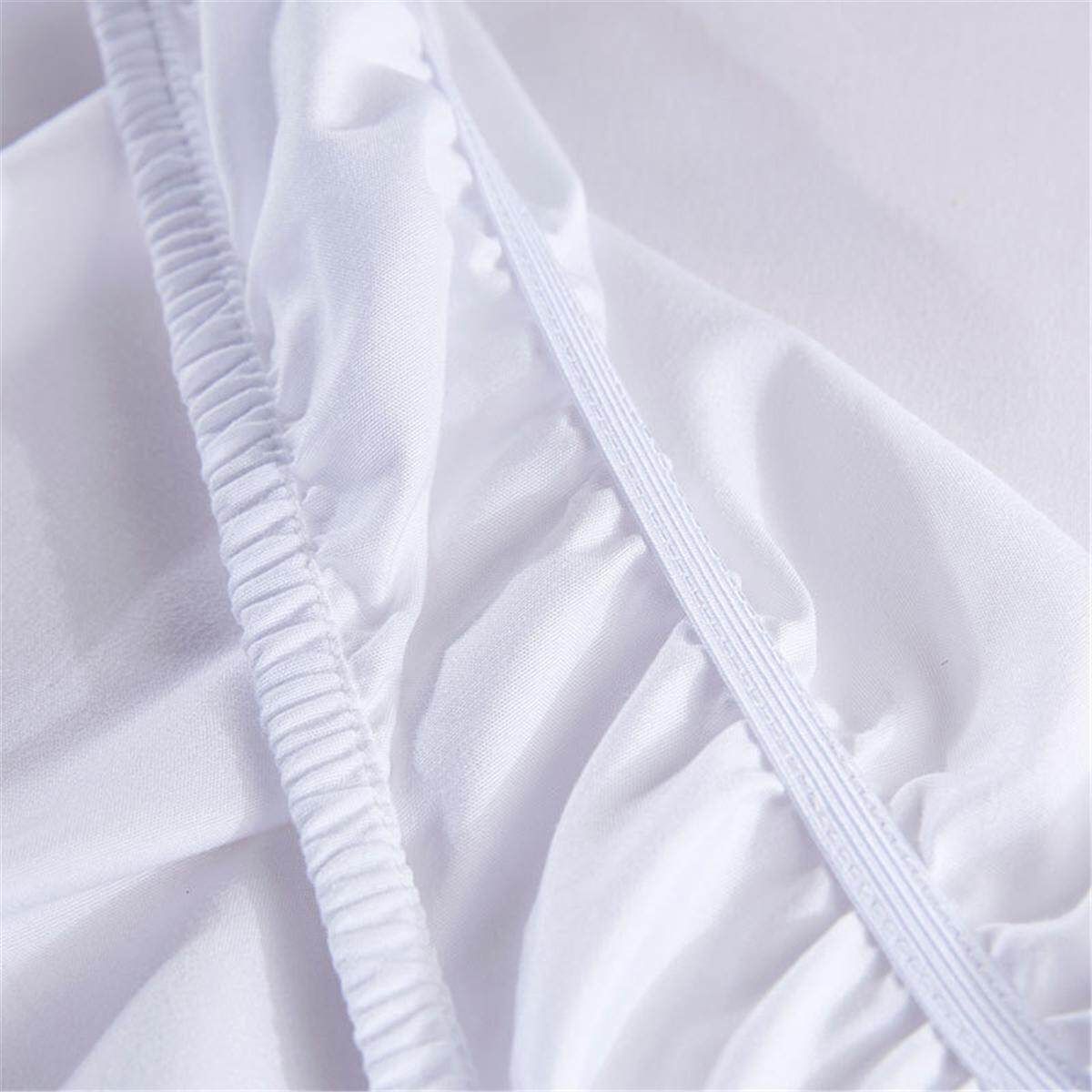 Elastic Band Wrap Around Bed Skirt Dust Ruffle Bedskirt Twin / Full / Queen / King Size Bedding Skirt White
