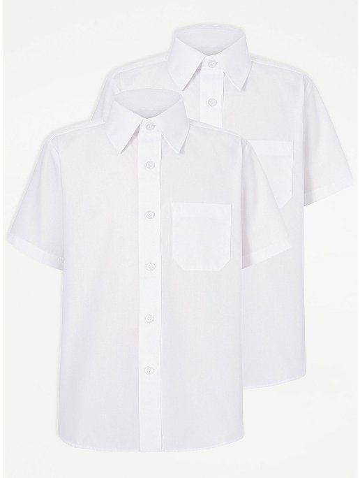2 Pack Boys White Short Sleeve School Shirt