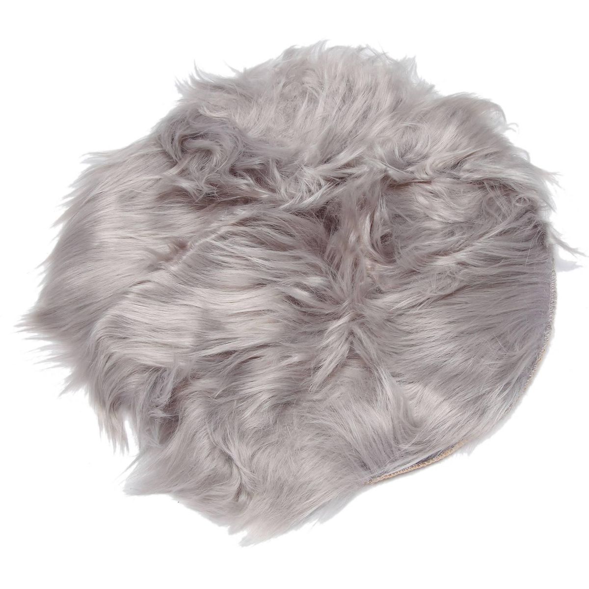 faux sheepskin carpet 30 x 30 cm Fluffy soft longhair decorative carpet cushion Chair sofa mat Round grey
