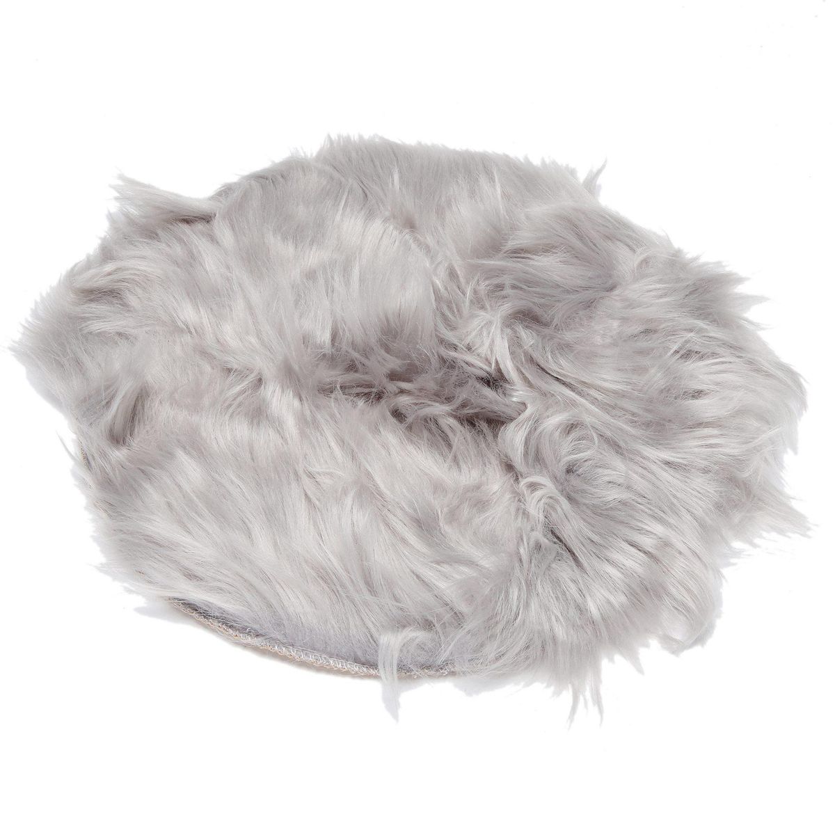 faux sheepskin carpet 30 x 30 cm Fluffy soft longhair decorative carpet cushion Chair sofa mat Round grey