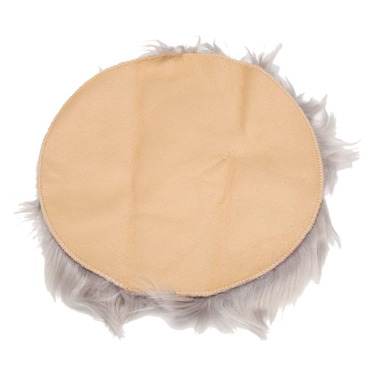 faux sheepskin carpet 30 x 30 cm Fluffy soft longhair decorative carpet cushion Chair sofa mat Round grey