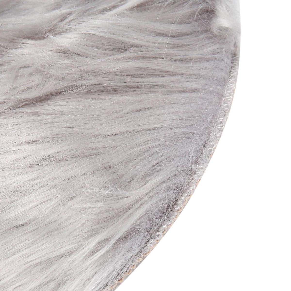 faux sheepskin carpet 30 x 30 cm Fluffy soft longhair decorative carpet cushion Chair sofa mat Round grey
