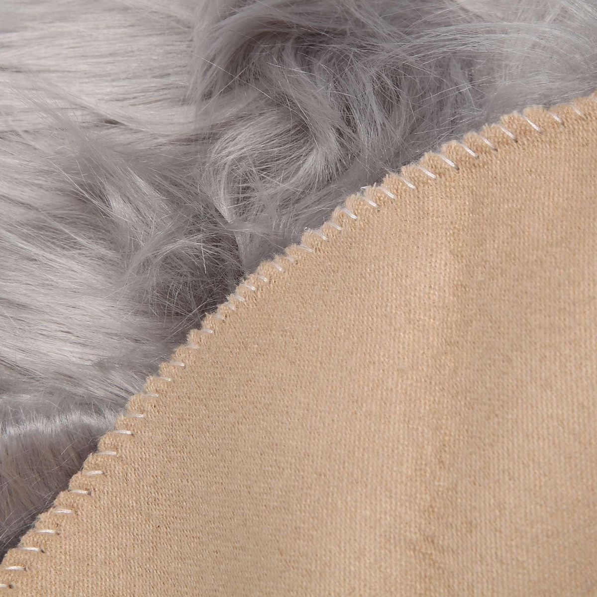 faux sheepskin carpet 30 x 30 cm Fluffy soft longhair decorative carpet cushion Chair sofa mat Round grey