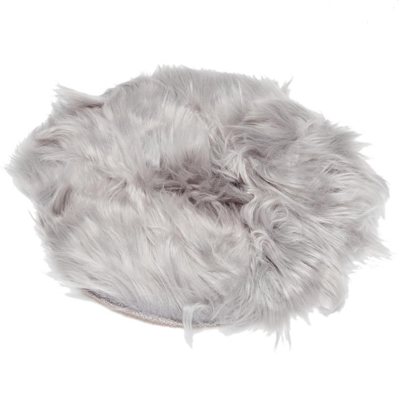 faux sheepskin carpet 30 x 30 cm Fluffy soft longhair decorative carpet cushion Chair sofa mat Round grey