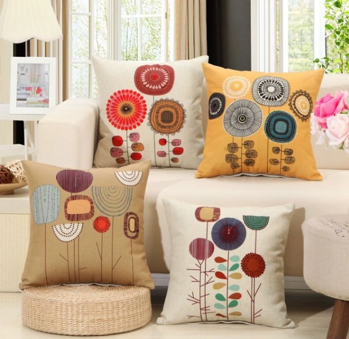 4 PCs Beautiful Summer Design Throw Pillows