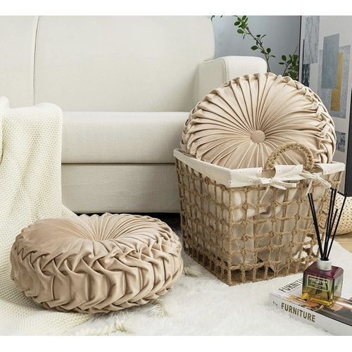 Gray Decorative Soft Round Cushion Throw Pillow