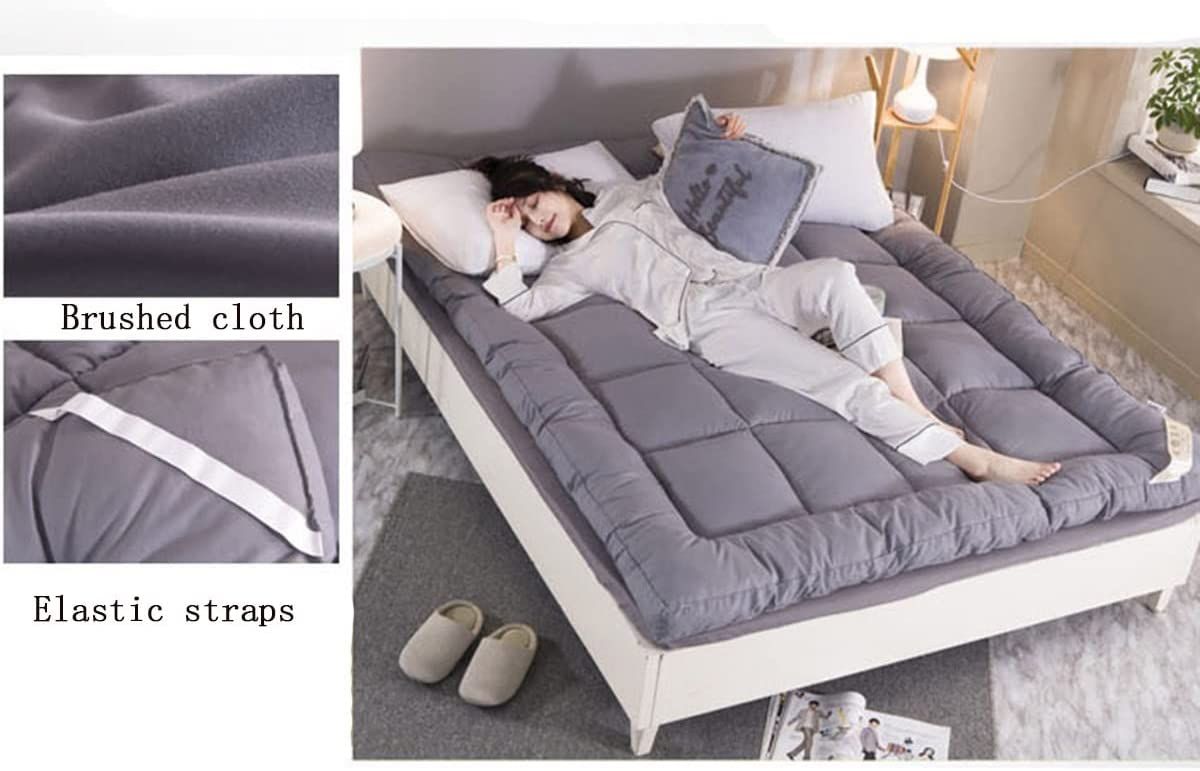 Luxe, Fluffy, Quality 6cm Super Thick, Mattress Topper- Gray