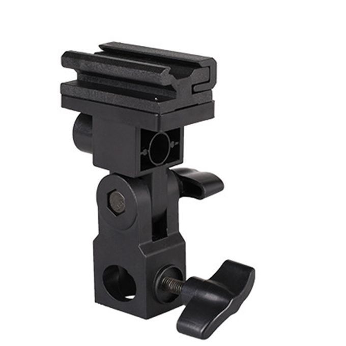 Photo Flash Adapter Hot Shoe Swivel Mount Light Stand-Black