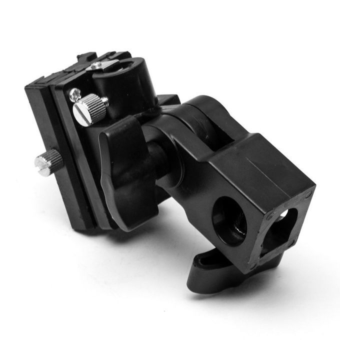 Photo Flash Adapter Hot Shoe Swivel Mount Light Stand-Black