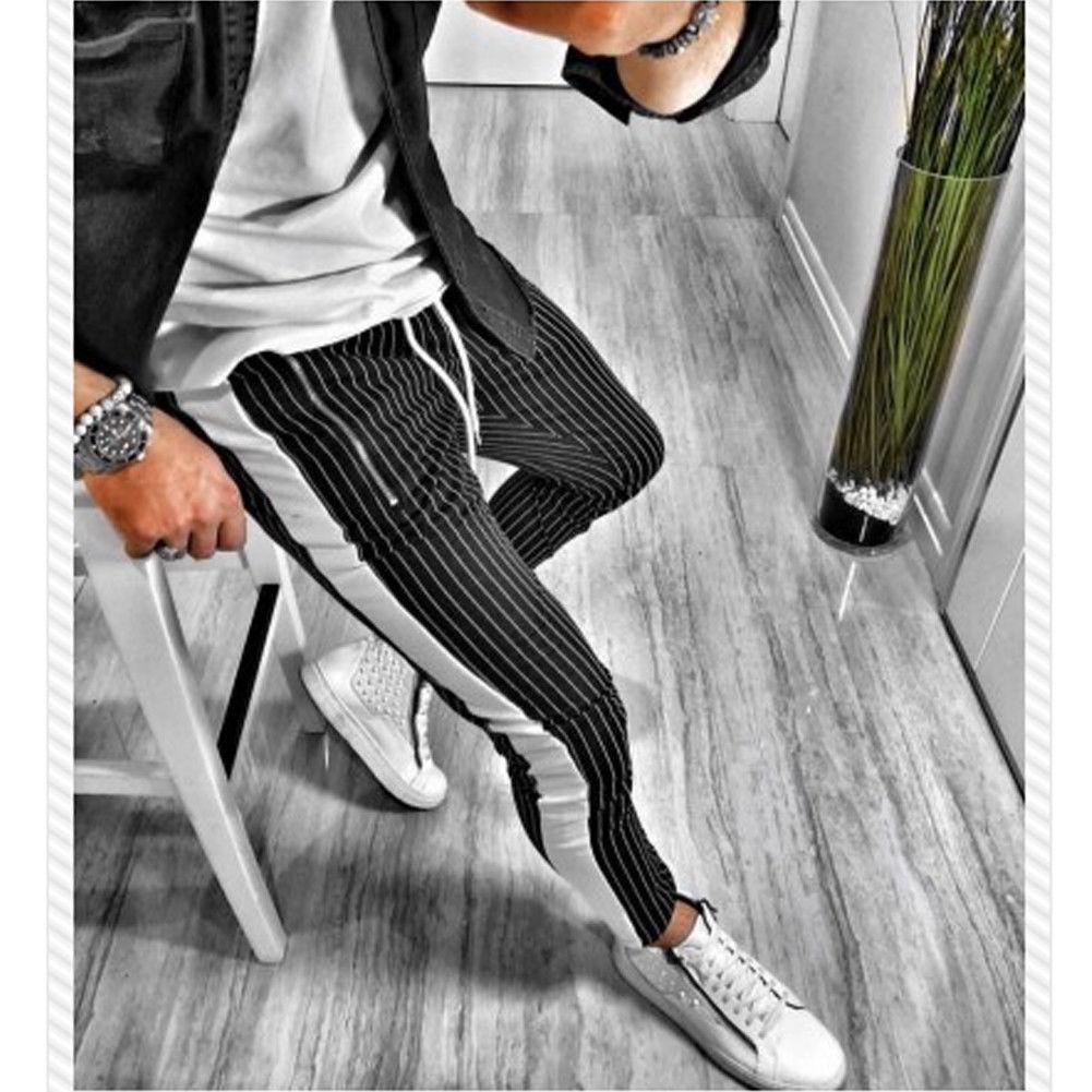 Striped tight pants long striped elegant tracksuit