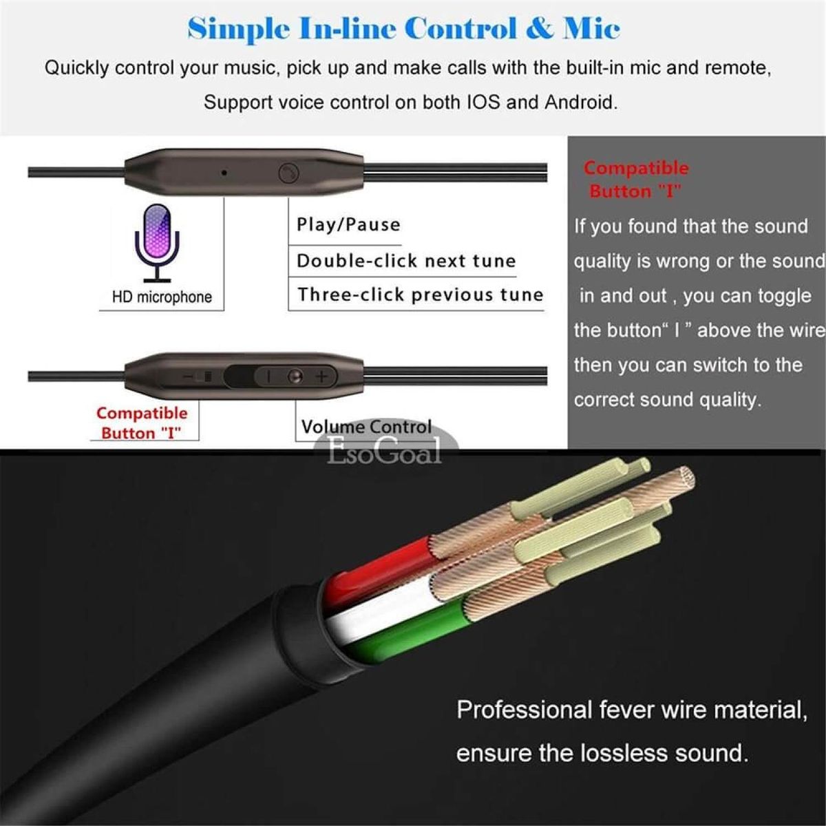 Wired Earphones In-Ear Magnetic Earbuds Stereo Noise Cancelling Headphones Sports Headset With Mic (Dark Grey) BDZ