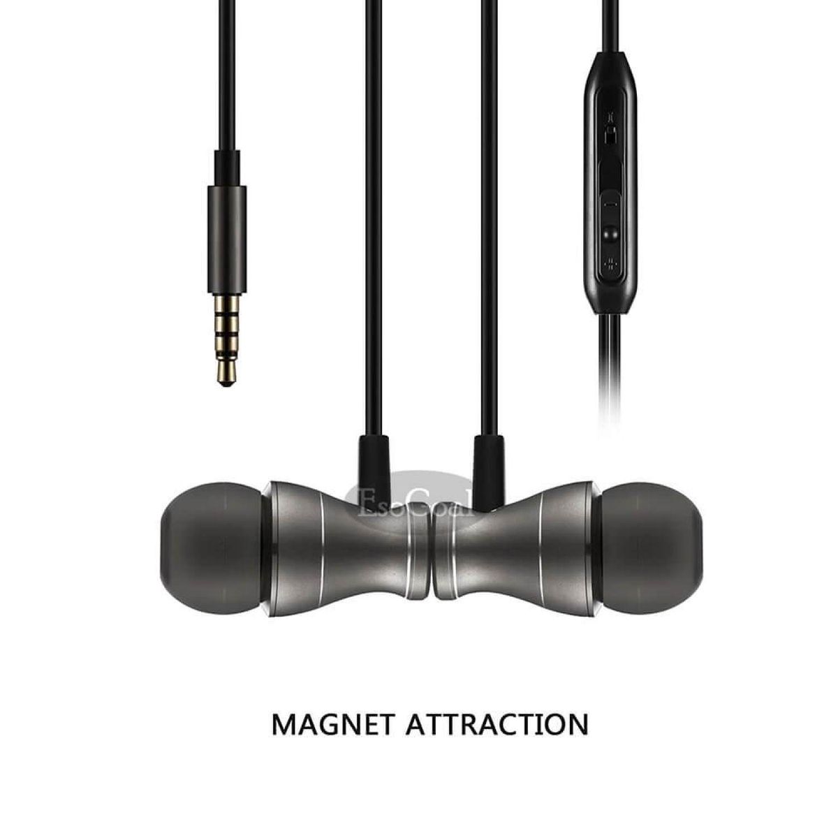 Wired Earphones In-Ear Magnetic Earbuds Stereo Noise Cancelling Headphones Sports Headset With Mic (Dark Grey) BDZ