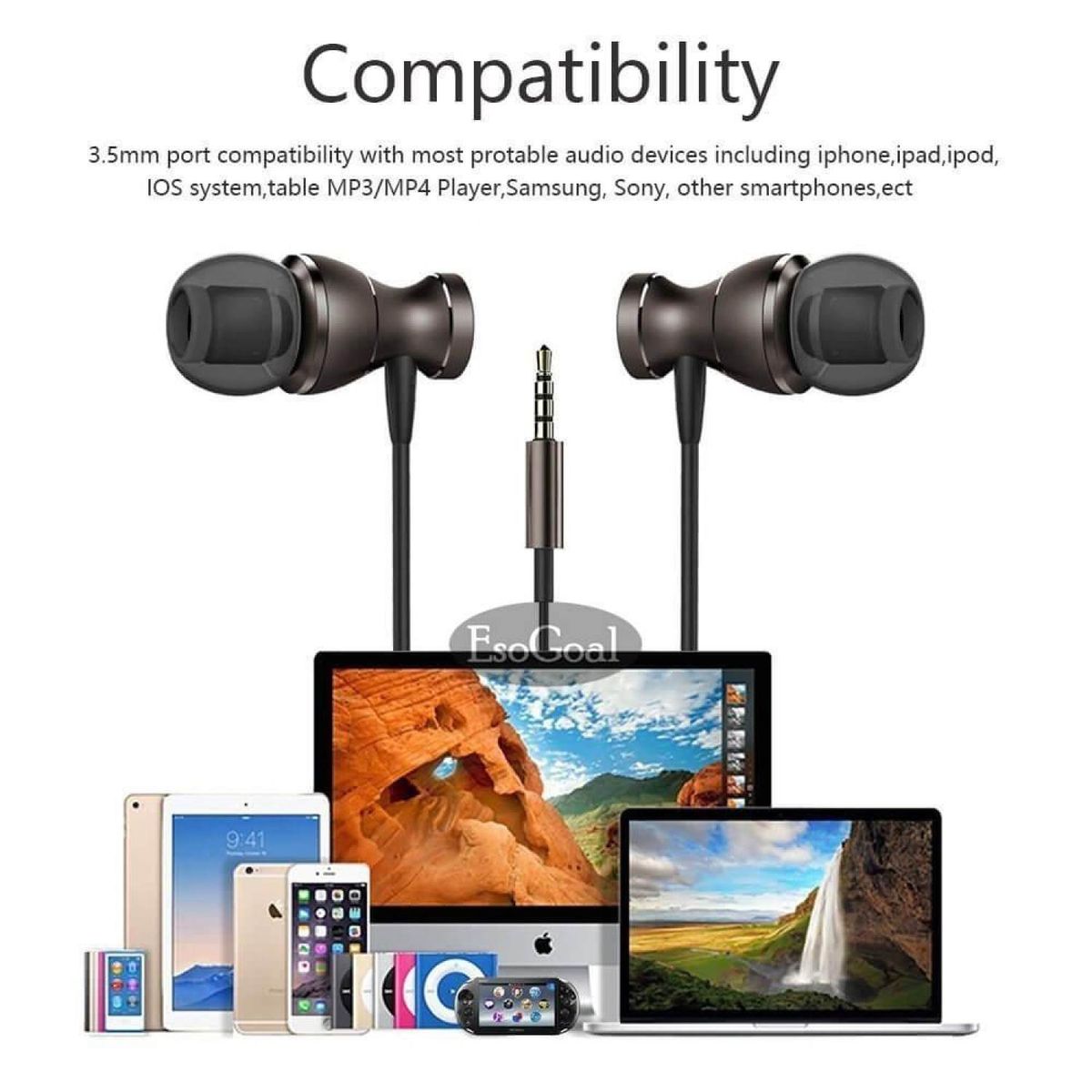Wired Earphones In-Ear Magnetic Earbuds Stereo Noise Cancelling Headphones Sports Headset With Mic (Dark Grey) BDZ