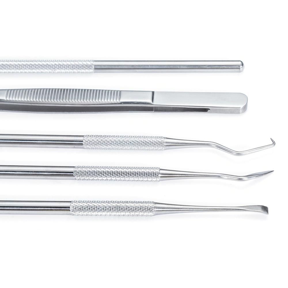 5pcs Stainless Steel Dental Tools Kit Teeth Tartar Scraper Mouth Mirror Dentists Pick Tool Teeth Scaler for Personal Use