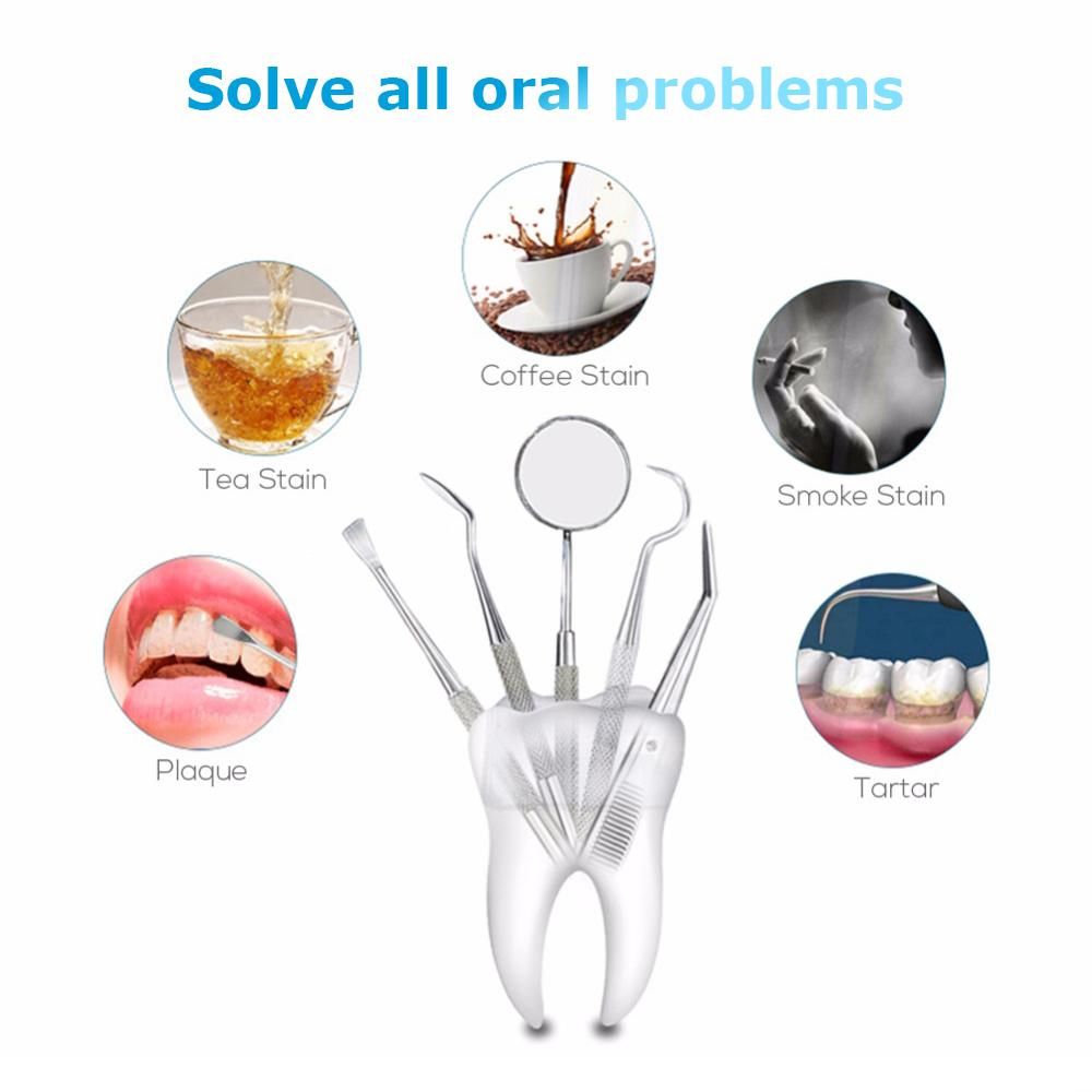 5pcs Stainless Steel Dental Tools Kit Teeth Tartar Scraper Mouth Mirror Dentists Pick Tool Teeth Scaler for Personal Use