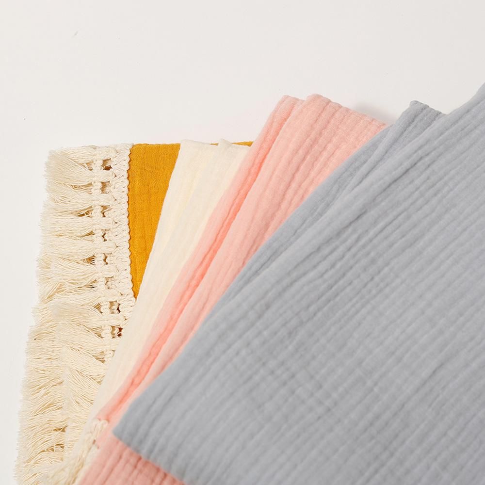 80*65cm/ 31.5*25.6in Comfortable Baby Muslin Blanket Soft Newborn Baby Swaddle Blanket Skin-Friendly with Beautiful Tassel Decoration Receiving Blankets for Baby Boys Girls