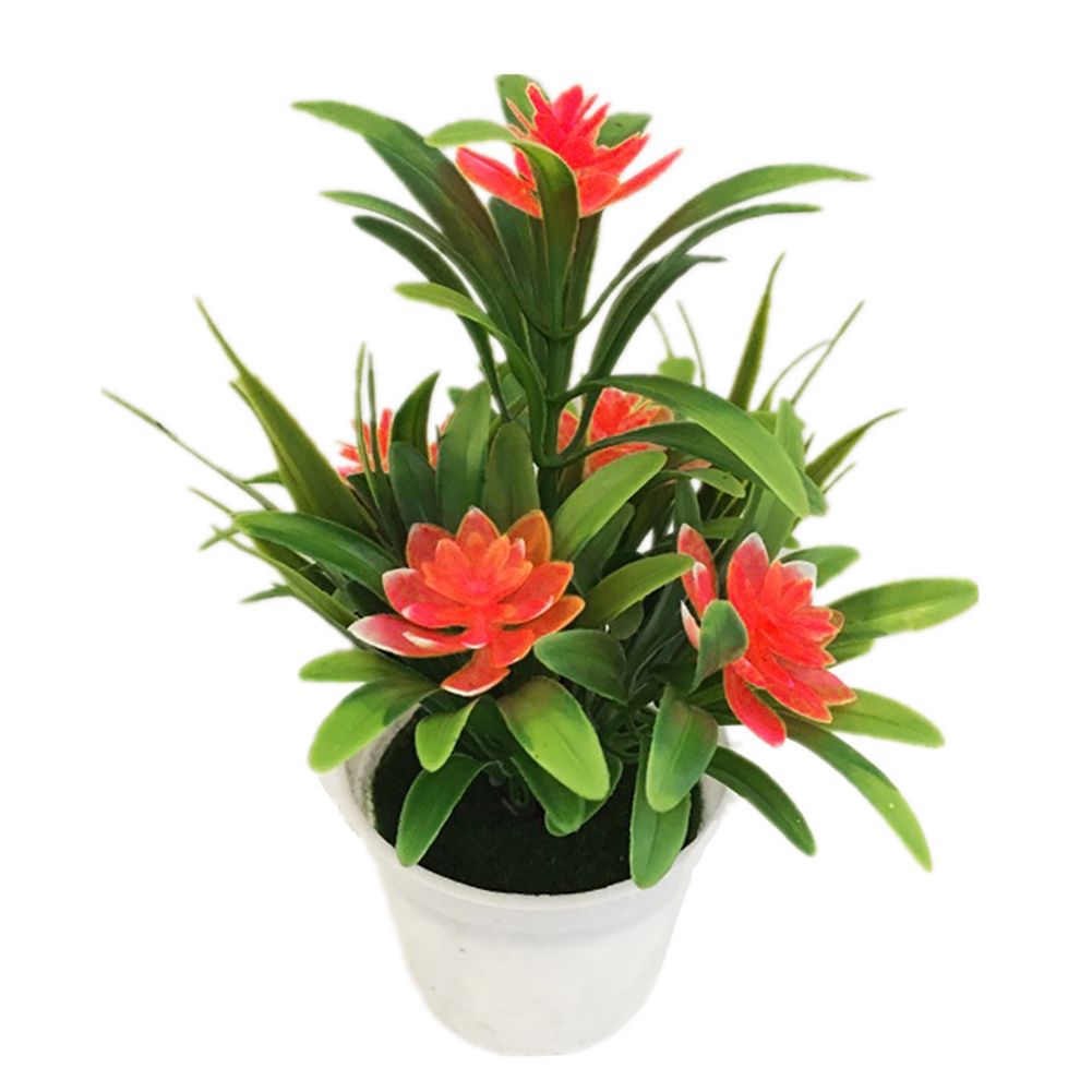Artificial Fake Lotus Flower Potted Plant Bonsai-Orange