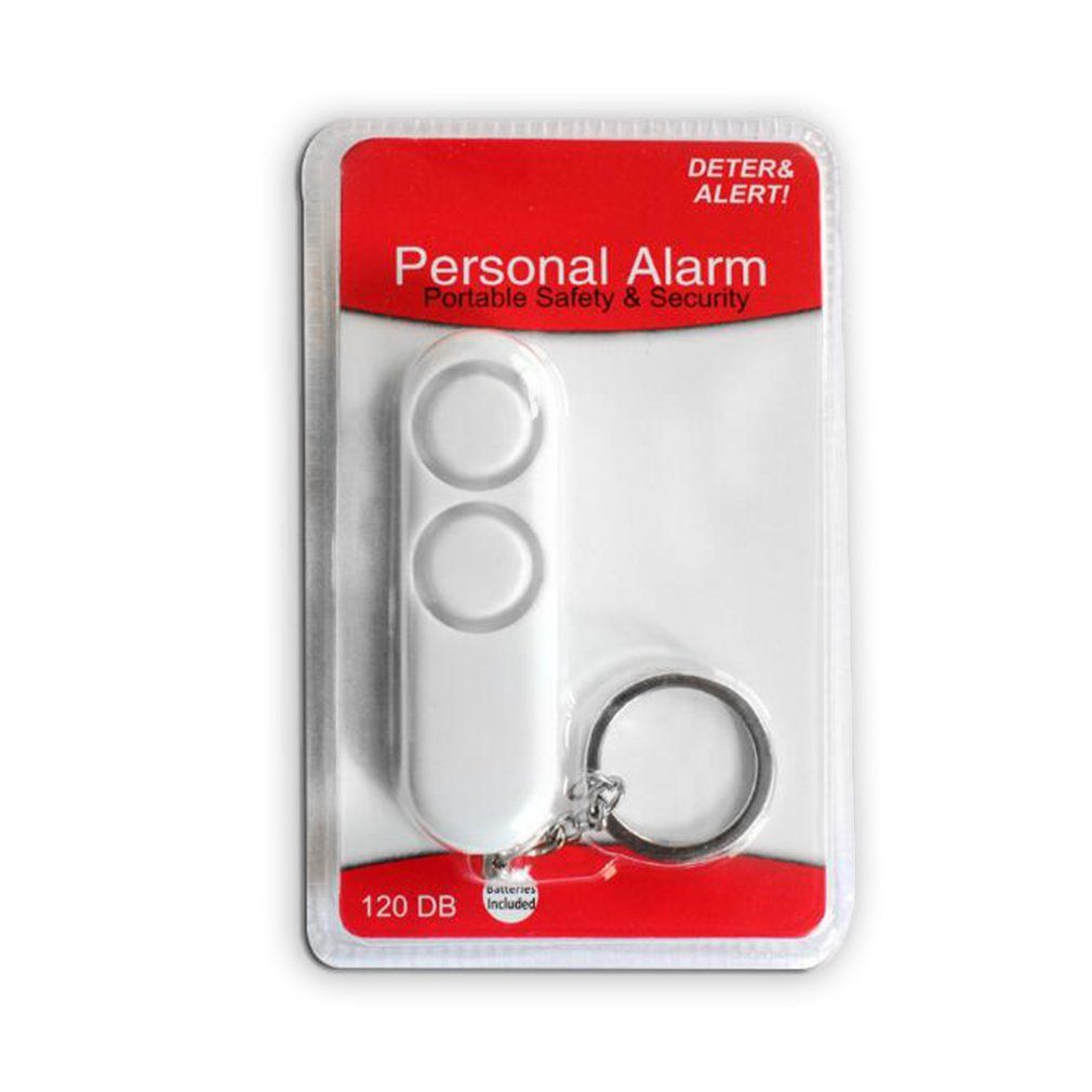 DM Fashion 120dB Anti-rape Device Dual Speakers Loud Alarm Alert Keychain Pendant  White