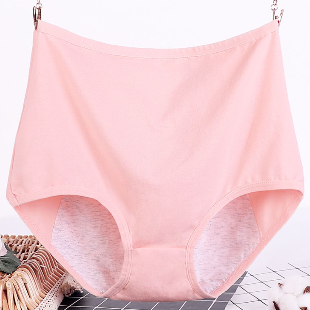Women Casual High Waist Menstrual Period Leak Proof Underwear Cotton Briefs-Purple