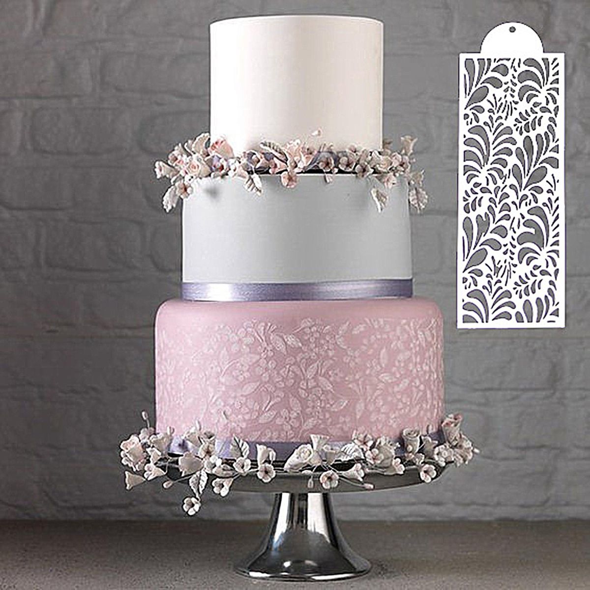 16Pcs Cake Border Stencils Flower Design Lace Cake Stencil Kitchen Baking Gadget