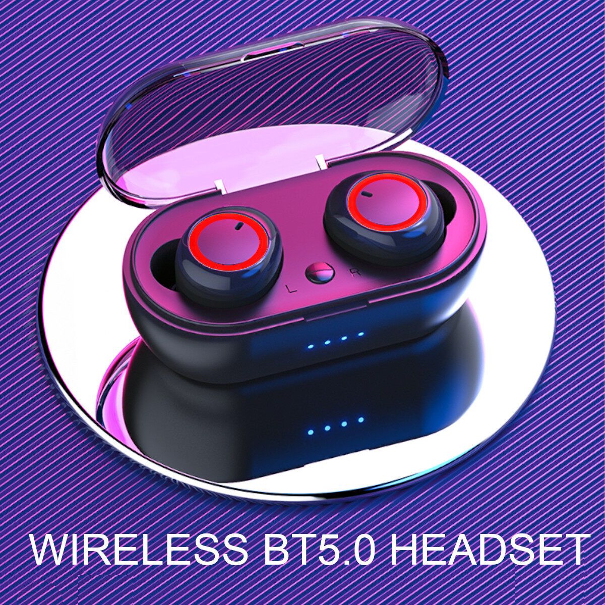 Wireless Sweatproof Bluetooth 5.0 In Ear Mic Stereo Headphone Li-polymer 250mAH Magnetic Sensor Point 3D Surround Stereo Hi-Fi Sound Quality Smart Touch Control For Jogging Yoga Hiking Traveling Black+Red