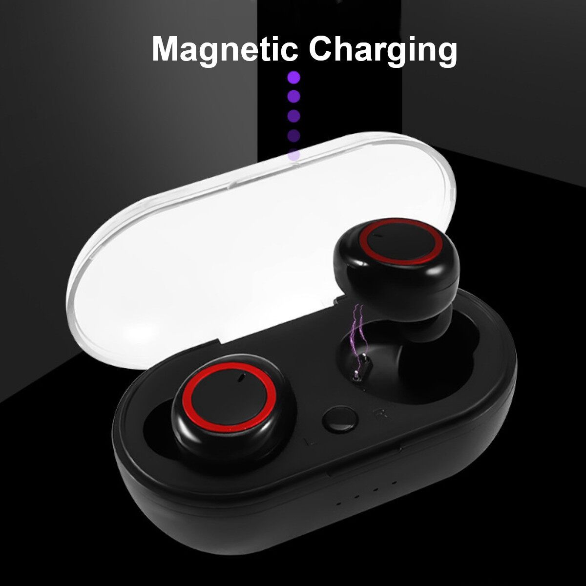 Wireless Sweatproof Bluetooth 5.0 In Ear Mic Stereo Headphone Li-polymer 250mAH Magnetic Sensor Point 3D Surround Stereo Hi-Fi Sound Quality Smart Touch Control For Jogging Yoga Hiking Traveling Black+Red