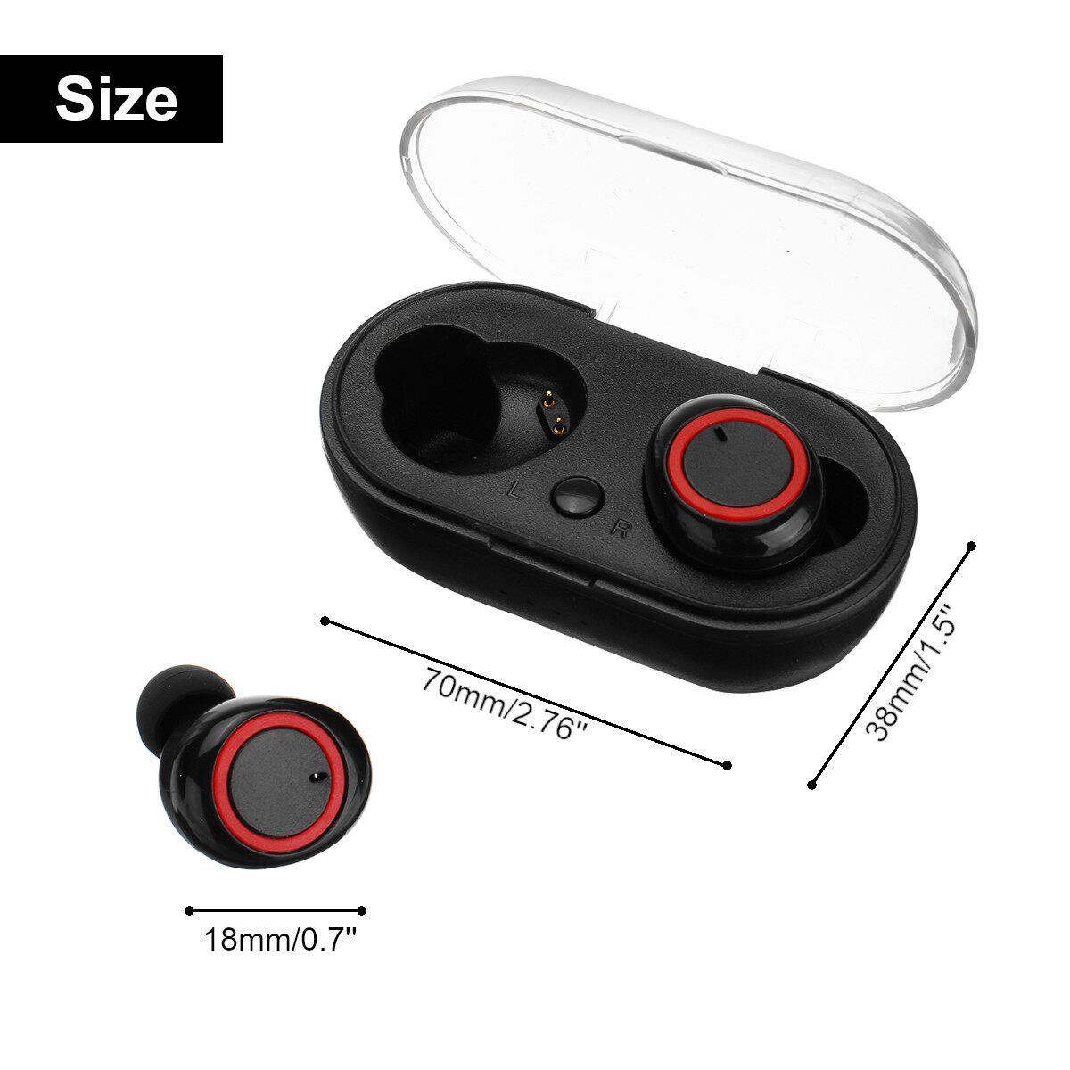 Wireless Sweatproof Bluetooth 5.0 In Ear Mic Stereo Headphone Li-polymer 250mAH Magnetic Sensor Point 3D Surround Stereo Hi-Fi Sound Quality Smart Touch Control For Jogging Yoga Hiking Traveling Black+Red