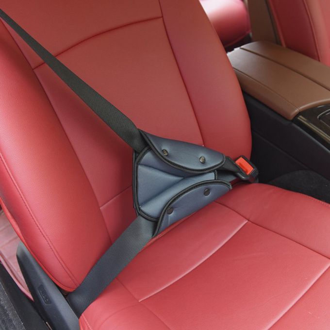 Car Child Seat Belt Retainer Triangle Anti-neck Adjuster-Gray-