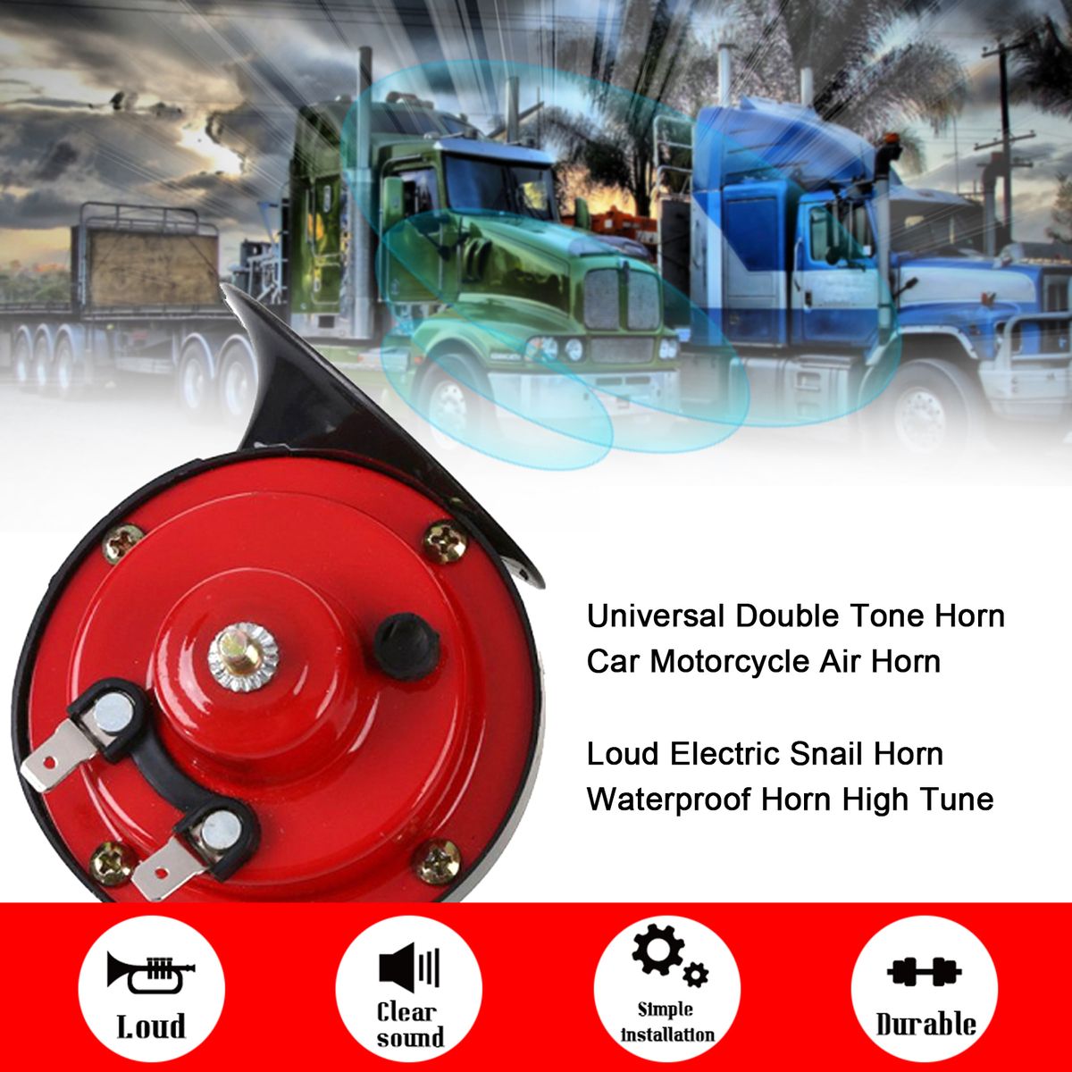 2PCS 24V Universal Double Tone Horn Car Motorcycle Air Horn